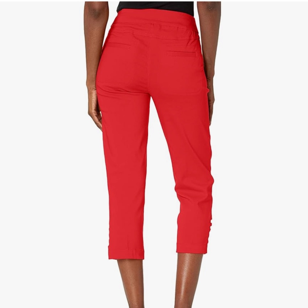 Nwt Slim-satin by Multipuled red Capri pants size 14w - Picture 2 of 12